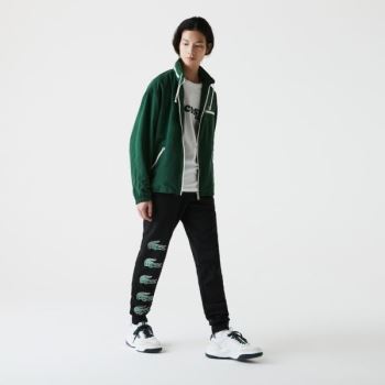 Lacoste Lacoste SPORT Crocodile Print Fleece Jogging Pants - Kalhoty Pánské Černé | CZ-7J7FVB